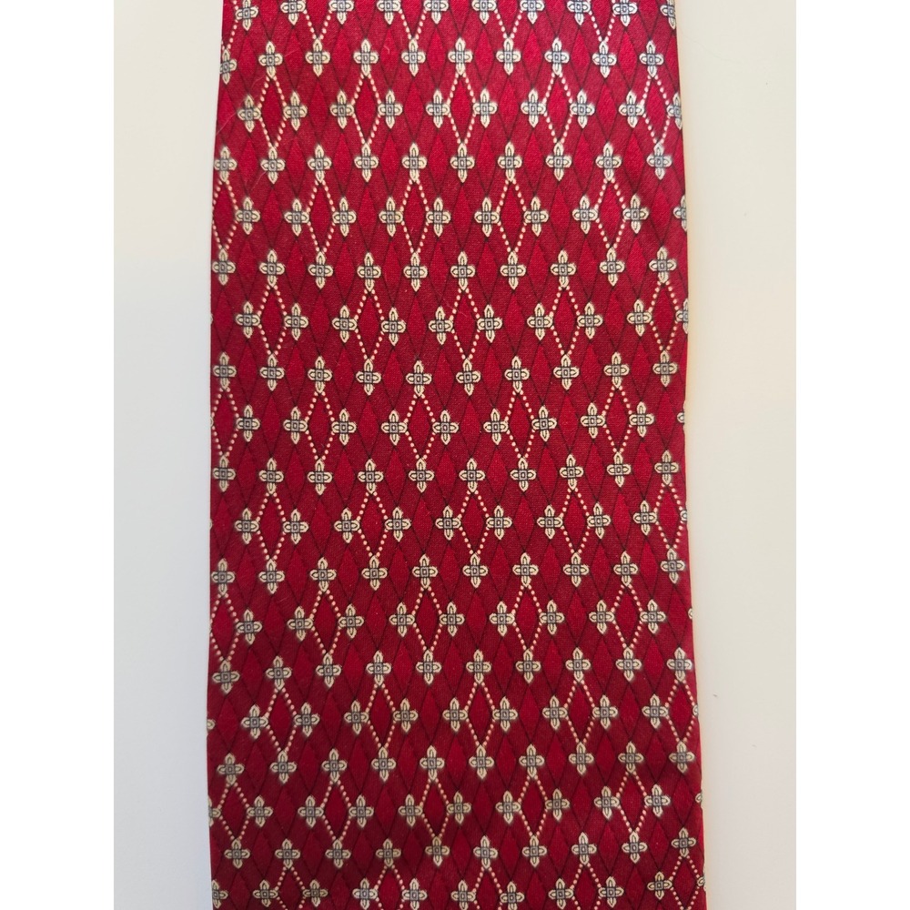 GUCCI 100% Silk Italy Preppy Old Money Maximalist Geometric Floral Red Tie - Picture 2 of 8
